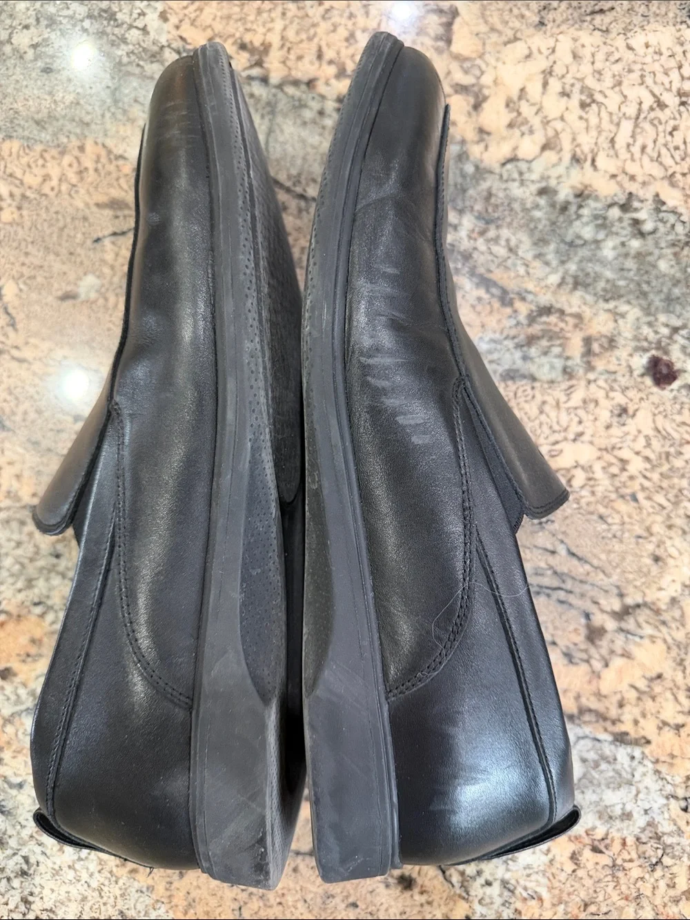Men's Black Slip-On Leather Loafers with Yellow Insole